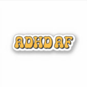 ADHD AF Geel Typografie Sticker (Voorkant)