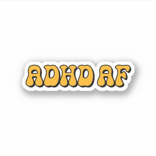 ADHD AF Geel Typografie Sticker (Voorkant)