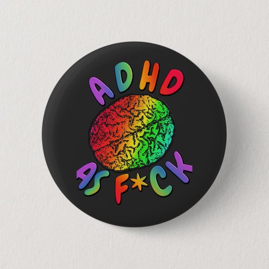 ADHD als F*ck Rainbow Brain Ronde Button 5,7 Cm (Voorkant)