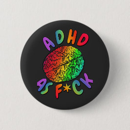 ADHD als F*ck Rainbow Brain Ronde Button 5,7 Cm