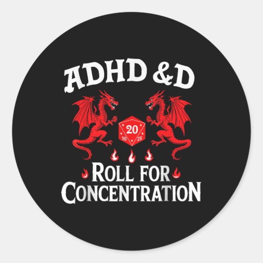 ADHD&D ADHD Roll voor concentratie Ronde Sticker (Voorkant)