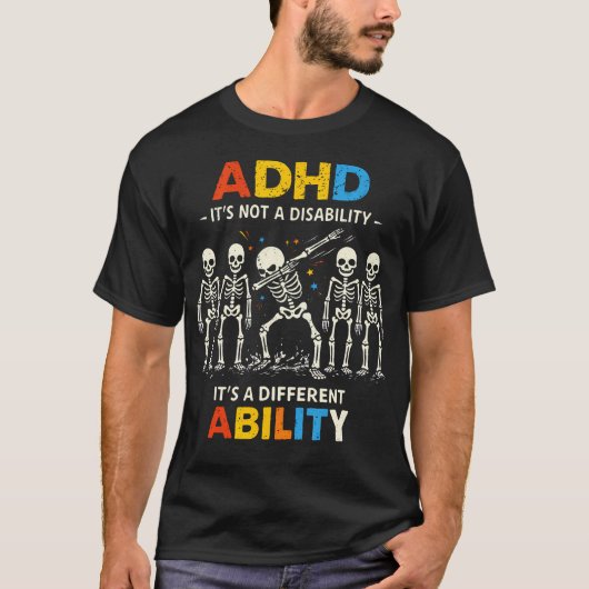 Adhd Ander Vermogen Skelet Dabbing T-shirt (Voorkant)
