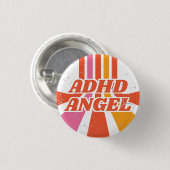 ADHD Angel Sinaasappel 70s Retro Mental Health Ronde Button 3,2 Cm (Voorkant /achterkant)