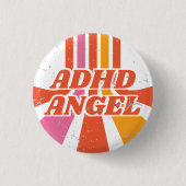 ADHD Angel Sinaasappel 70s Retro Mental Health Ronde Button 3,2 Cm (Voorkant)