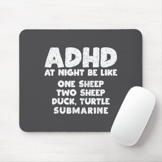 Adhd At Night Be Like Funny Adhd Quote  Muismat (Met muis)