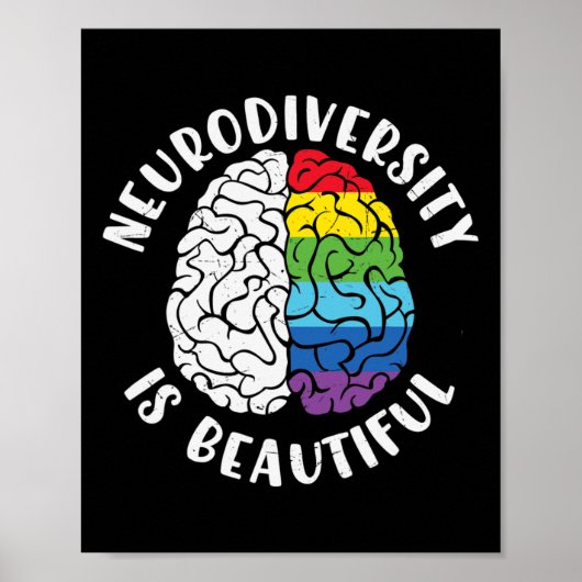 ADHD Autisme Bewustzijn Neurodiversiteit is mooi Poster (Voorkant)