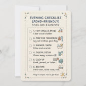 ADHD Avondroutine Checklist Eenvoudige Kalmeringsk Feestdagenkaart (Voorkant)