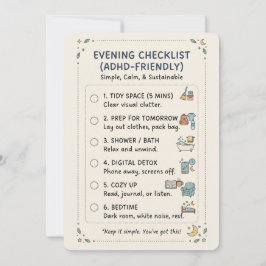 ADHD Avondroutine Checklist Eenvoudige Kalmeringsk Feestdagenkaart