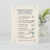 ADHD Avondroutine Checklist Eenvoudige Kalmeringsk Feestdagenkaart (Staand voorkant)