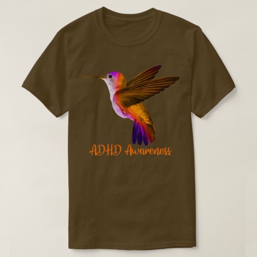 ADHD Awareness bird oranje lint T-shirt (Design voorkant)
