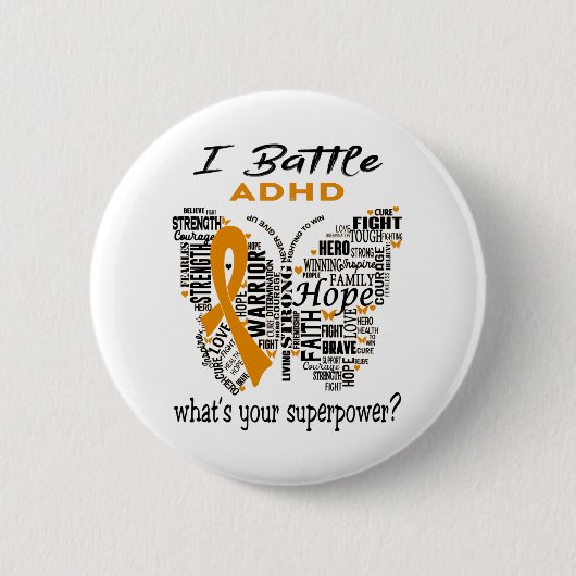 ADHD Awareness Month Ribbon Giften Ronde Button 5,7 Cm (Voorkant)