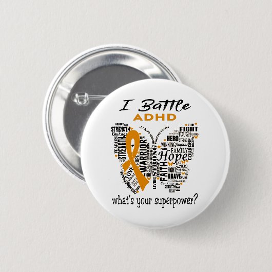 ADHD Awareness Month Ribbon Giften Ronde Button 5,7 Cm (Voorkant /achterkant)