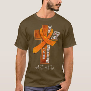 ADHD Awareness Oranje Ribbon Christelijk Cross147 T-shirt