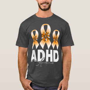 ADHD Awareness Sunflower Oranje Ribbon for Men Wom T-shirt