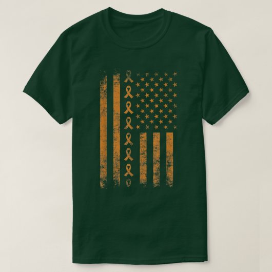 ADHD Awareness US Flag Orange Ribbon Matching Tee  T-shirt (Design voorkant)