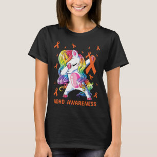 ADHD-bewustmakingséénhoorn die oranje lint gebru T-shirt