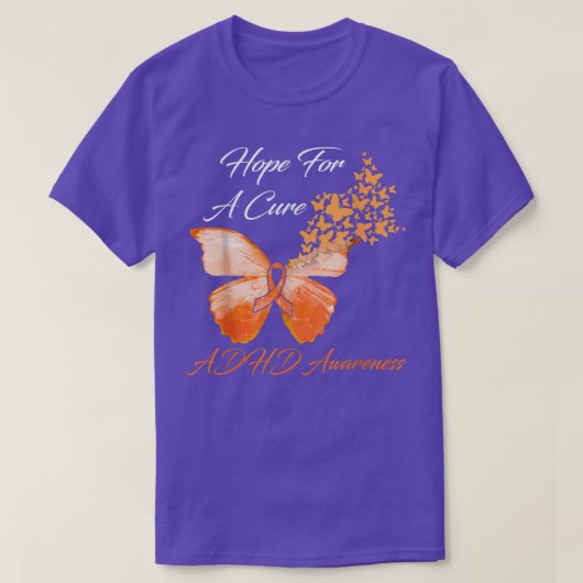 ADHD Bewustmakingshoop op een echte vlinder T-shirt (Design voorkant)
