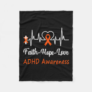 ADHD Bewustzijn Hartslag Christelijke Cross Faith Fleece Deken
