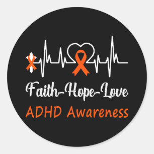 ADHD Bewustzijn Hartslag Christelijke Cross Faith  Ronde Sticker
