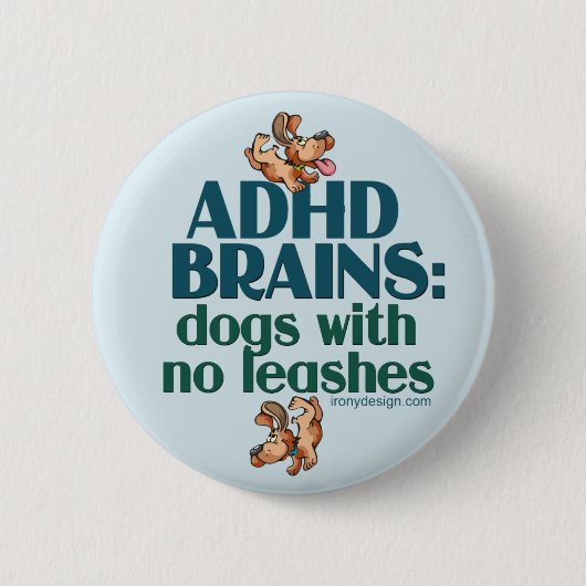 ADHD BRAINS (blauw) Ronde Button 5,7 Cm (Voorkant)