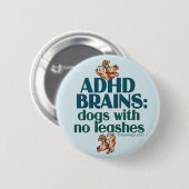 ADHD BRAINS (blauw) Ronde Button 5,7 Cm (Voorkant /achterkant)