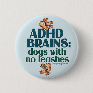 ADHD BRAINS (blauw) Ronde Button 5,7 Cm