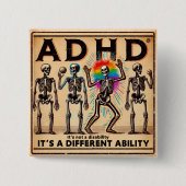 ADHD Burnout Club Vierkante Button 5,1 Cm (Voorkant)