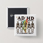 ADHD Burnout Club Vierkante Button 5,1 Cm (Voorkant /achterkant)