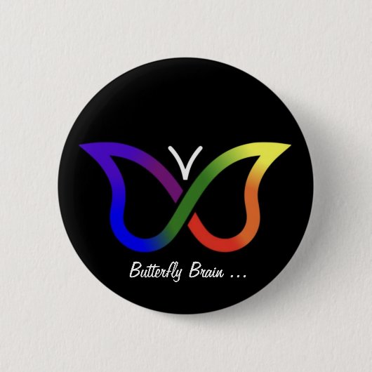 ADHD Butterfly Brain Neurodiversity Button Badge (Voorkant)