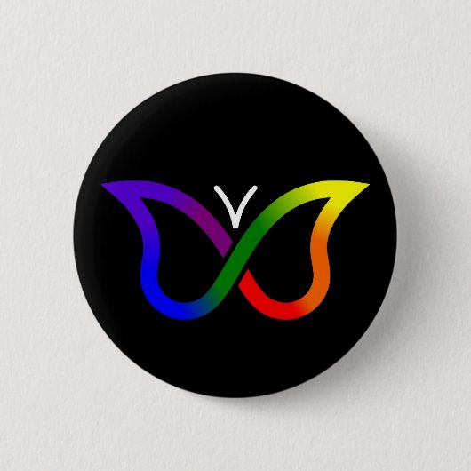 ADHD Butterfly Neurodiversity Button Badge (zwart) (Voorkant)