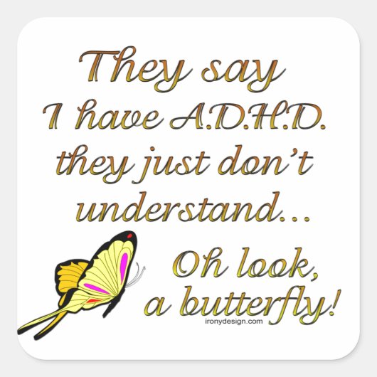 ADHD Butterfly Vierkante Sticker (Voorkant)