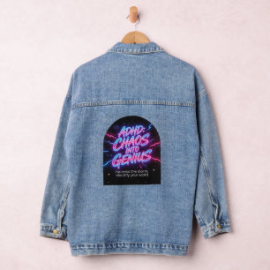 ADHD Chaos In Genie Neon Motivatie Citaat  Denim Jacket