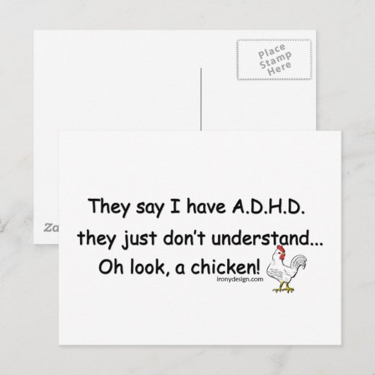 ADHD Chicken Humor Gezegde Briefkaart (Voorkant / Achterkant)