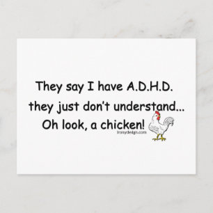 ADHD Chicken Humor Gezegde Briefkaart