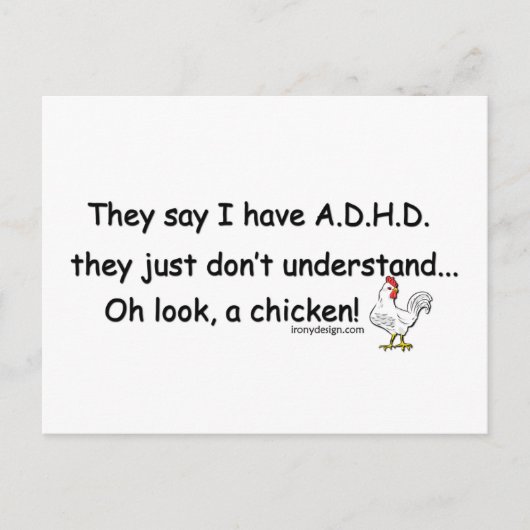 ADHD Chicken Humor Gezegde Briefkaart (Voorkant)