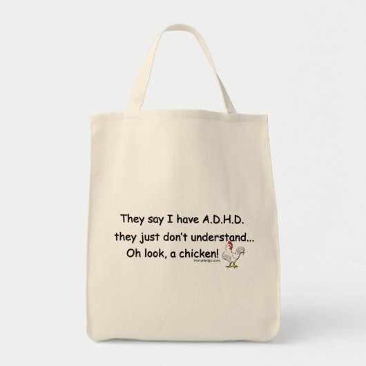 ADHD Chicken Humor Tote Bag (Voorkant)
