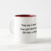 ADHD Chicken Humor Tweekleurige Koffiemok (Voorkant links)