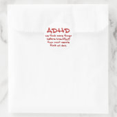 ADHD denk meer na Ronde Sticker (Tas)