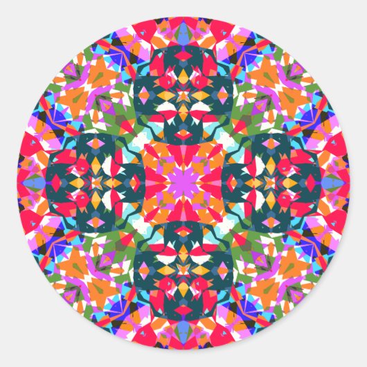 ADHD Dopamine Decor Positiviteitspatroon Kleurrijk Ronde Sticker (Voorkant)