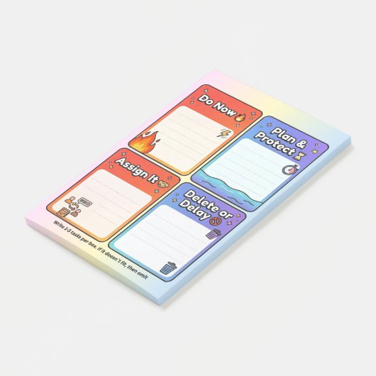 ADHD Eisenhower Matrix Taak Organizer 4x6 Kaart Post-it® Notes (Schuin)