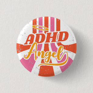 ADHD Engel Schattigee Retro Mental Health Ronde Button 3,2 Cm