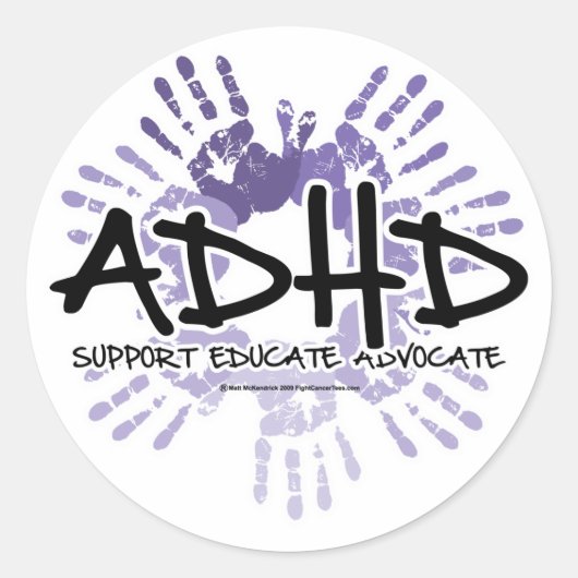 ADHD-handafdruk Ronde Sticker (Voorkant)