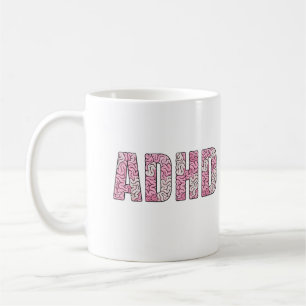 ADHD-hersenen Letters - Roze & Beige Anatomie Teks Koffiemok