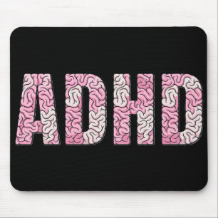 ADHD-hersenen Letters - Roze & Beige Anatomie Teks Muismat