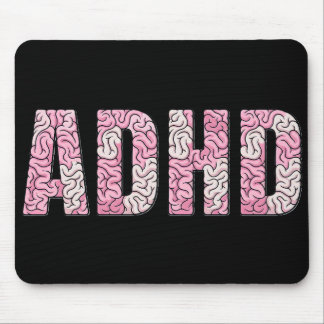 ADHD-hersenen Letters - Roze & Beige Anatomie Teks Muismat