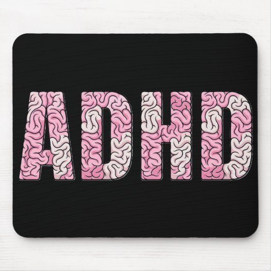 ADHD-hersenen Letters - Roze & Beige Anatomie Teks Muismat (Voorkant)