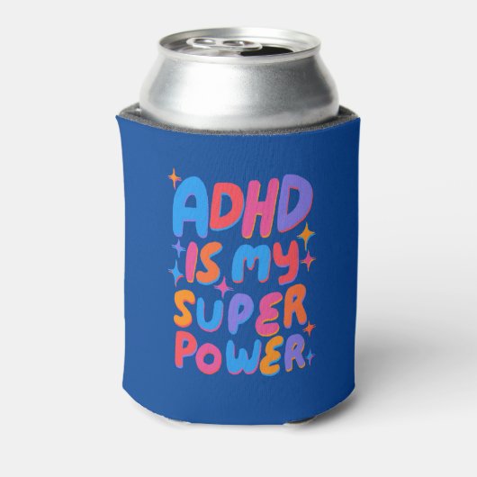 ADHD is mijn Superpower Cheerful Fun Bubble Letter Blikjeskoeler (Blikje Achterkant)