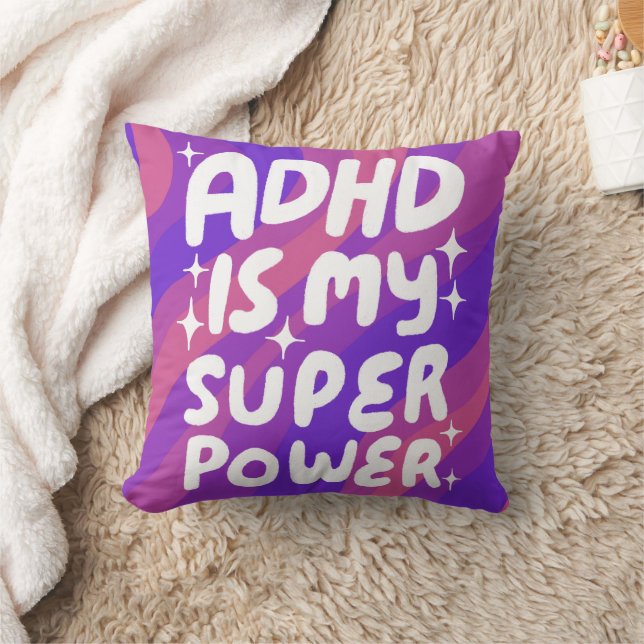 ADHD is mijn Superpower Cheerful Fun Bubble Letter Kussen (Deken)