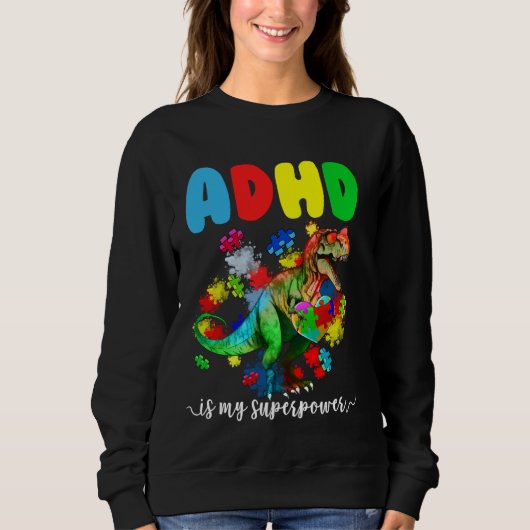 ADHD is mijn Superpower-dinosauruspuzzel voor kind Trui (Voorkant)