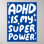 ADHD is mijn Superpower Fun Bubble Letters Blauw Poster (Voorkant)